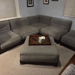 Gray sectional couch + rug pottery barn, NEED GONE ASAP!