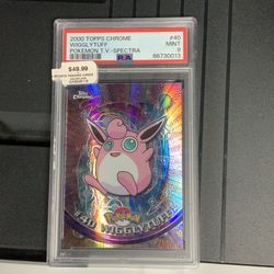 2000 Topps Chrome Pokémon TV Spectra #40 Wigglytuff – PSA 9 Mint Graded Gem!