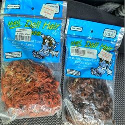 New Sealed VTG (2) Maxi Doll Hair Auburn And Brown Natural Look Curly 1.4oz Bag - 2sqft Style