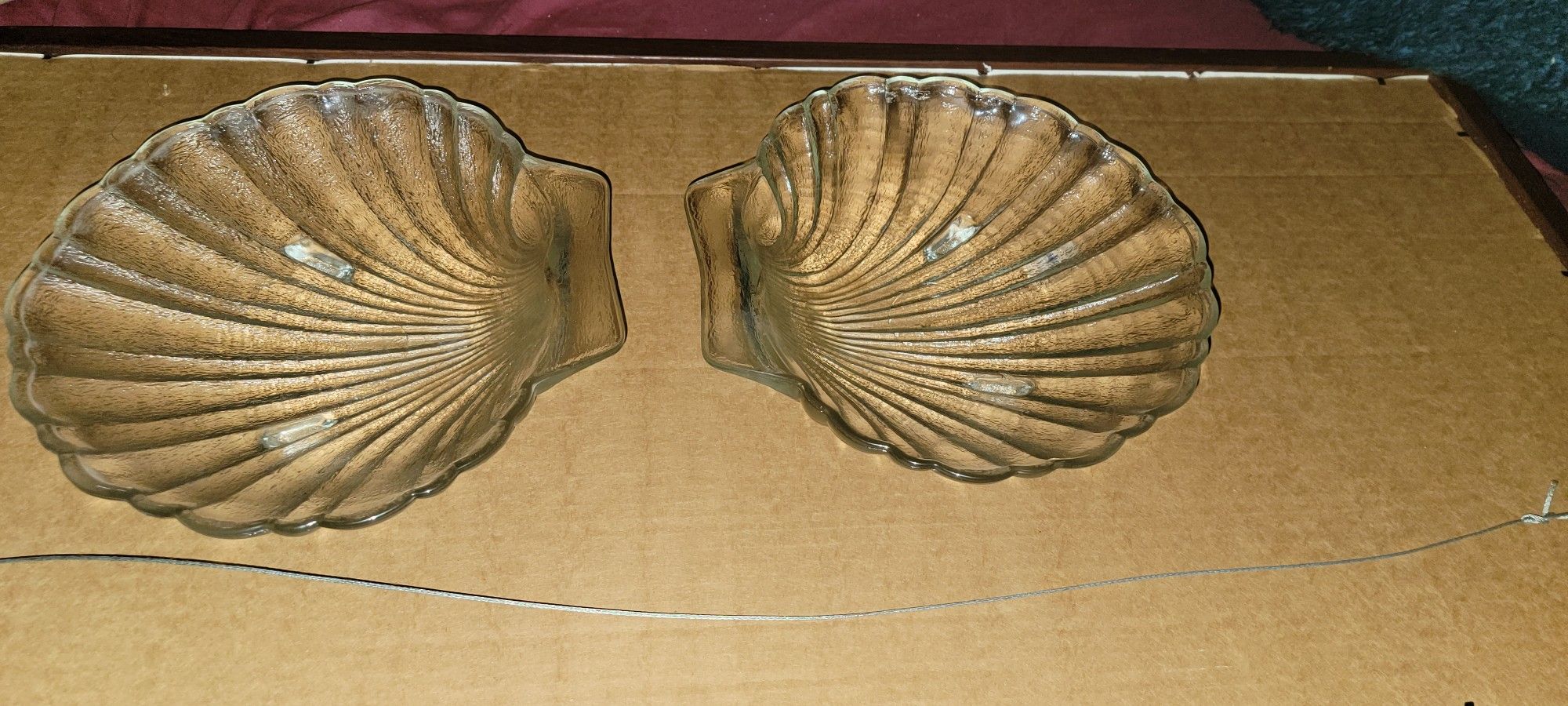 2-Vintage Clamshell Glass Dishes