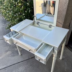 Makeup Vanity with Mirror And Storage White