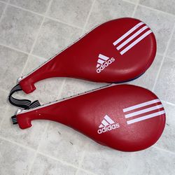 Adidas Taekwondo Karate Paddle Red Target Kick Pad Strike Size L Lot of 2