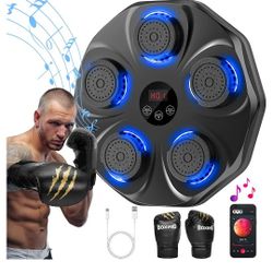 Music Boxing Machine, Interactive Punching Trainer with Boxing Gloves, Large Size Wall Mounted Electronic Boxing Target for Adults Kids, 9 Modes & 9 S
