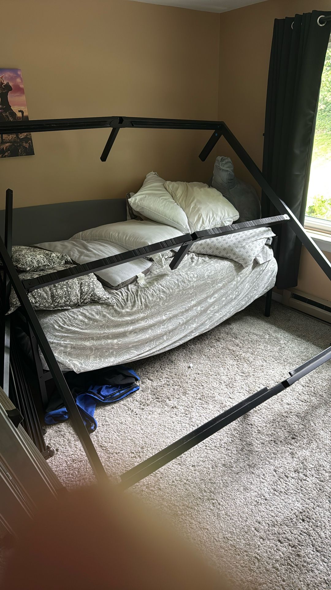 King Size Metal Slatted Bed frame And Memory Foam Mattress