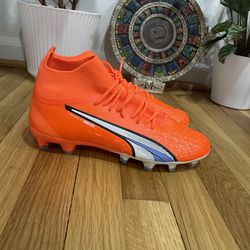 Puma Ultra Pro FG Mens Size 8 Orange White Athletic Running Soccer Cleats