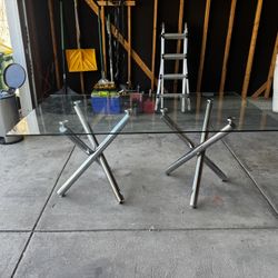 Modern Glass Dining / Office Table – Chrome Base