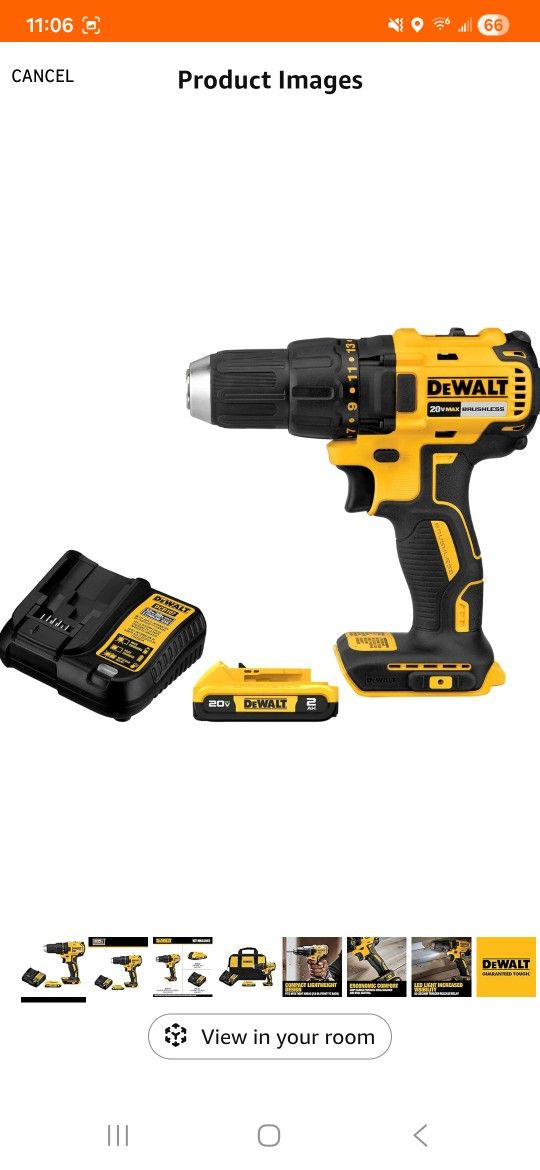 DEWALT 20V MAX Cordless Drill Driver Set, 1/2 Inch Electric Drill, 2 Speed, XR 2.0 Ah Battery and Charger Included (DCD777D1)
