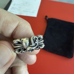 Chrome Hearts Ring Size 7 Double Hearts Ring .925