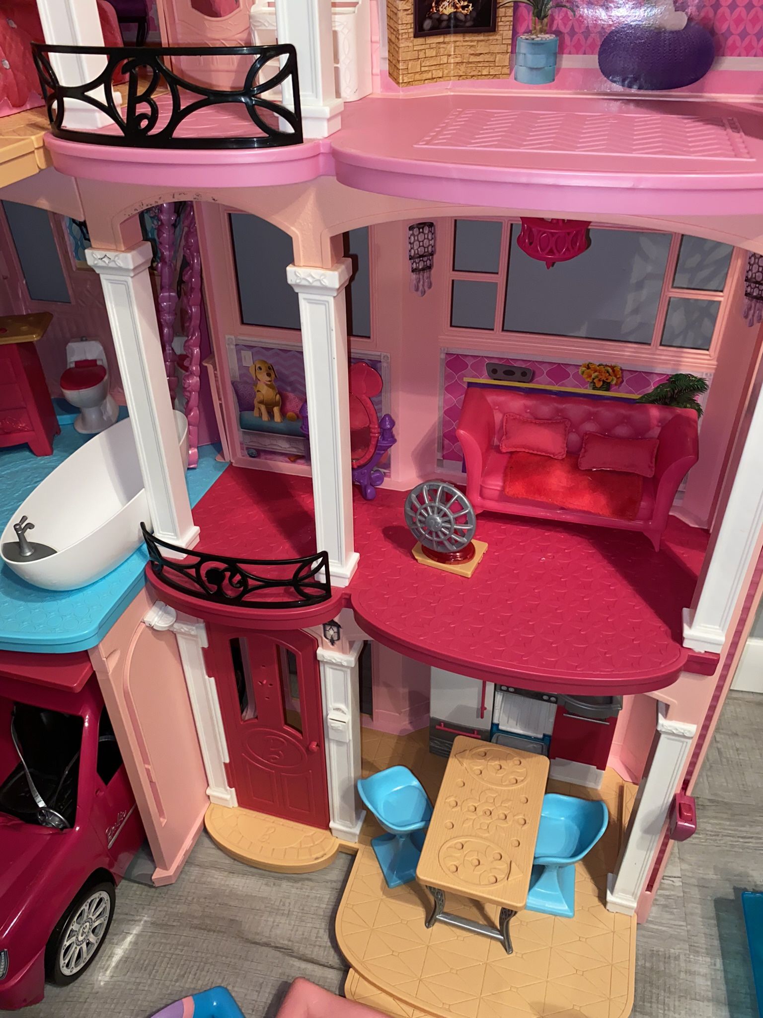 ✅New Mattel Barbie 3 Story Pink Furnished Doll Town house Dreamhouse  Townhouse✅✅