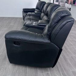 Genuine Leather U-shaped Recliner Couch 