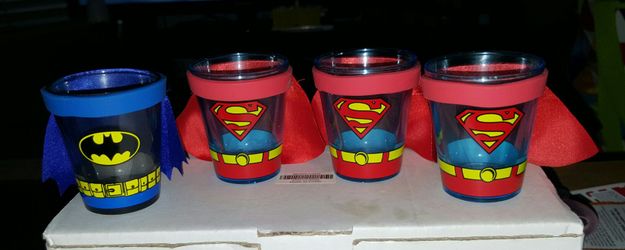 4 super hero shot glasses