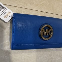 NWT Michael Kors Blue Leather Soho Wallet