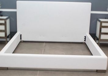 RESTORATION HARDWARE MODENA KING PANEL BED IN WHITE PERFORMANCE FABRIC