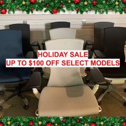 HOLIDAY SALE Herman Miller Remastered Aeron, Classic Aeron, Embody, Steelcase Amia, Leap V2, Chair