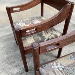 PAIR MID CENTURY WOOD CHAIRS