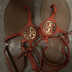 Tory Burch Sandals Size 8.  Coral. 