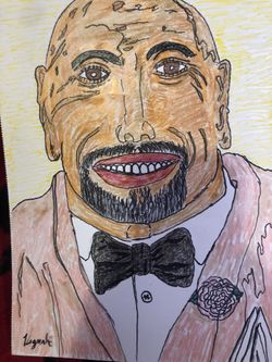 Cartoon Caricature Of Dwayne  Johnson 9x12