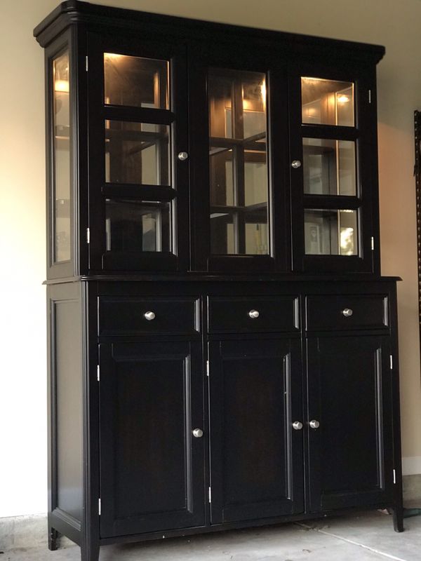 Ashley Furniture Hutch and China (Black) for Sale in