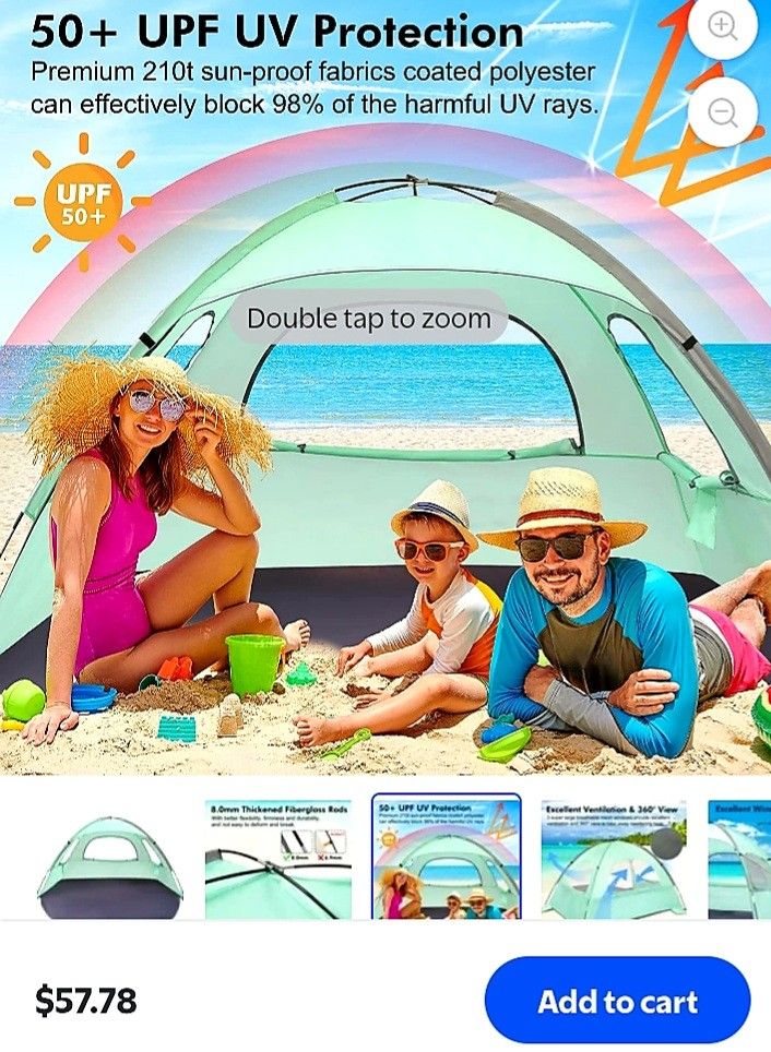 Beach sun screen tent by White Fang NEW