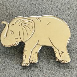 Elephant Brooch Pin 24 Kt Gold Plated Wild Animal Zoo 
