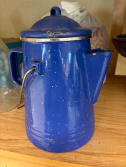 Blue Speckled Enamel Percolator Coffee Pot
