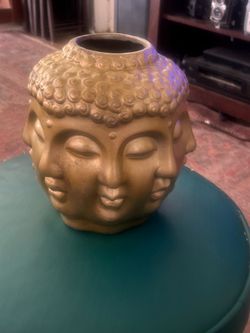 Perpetual Grace; Vintage (Repainted) Perpetual Buddha Face Vase:
