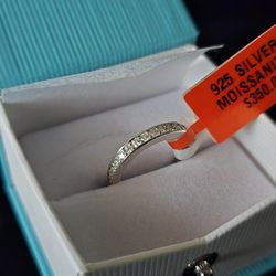 VVSD Moissanite Full Eternity Wedding Band Ring, 925 Sterling Silver, Size 7