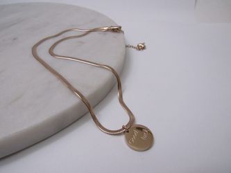 Gold Plated Round Good Luck Letter Necklace Box Chain For Women