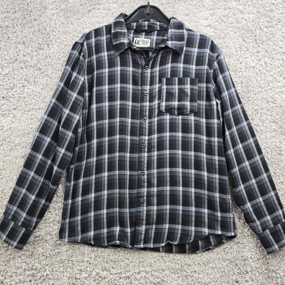 Marmot Mountain Works Shirt Mens Medium Gray Plaid Button Up Long Sleeve Outdoor