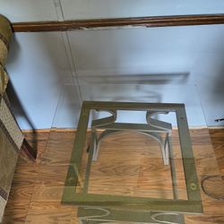 Used Glass Top And Metal Bottom End Table 