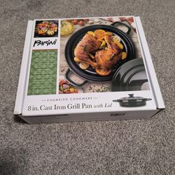 Parini 8 In. Cast Iron Grill Pan With Lid 