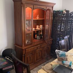Large Solid Wood Dining Room China Cabinet