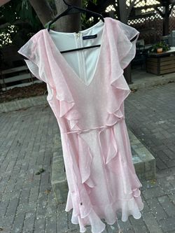 Tommy Hilfiger, Light Pink Ruffle V-Neck  Dress  Size 4