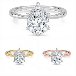1.00 Carat Solitaire Engagement Ring with IGI Certified Pear Shaped Lab Grown Diamond Includes 14K Yellow, White or Rose Gold Ring.