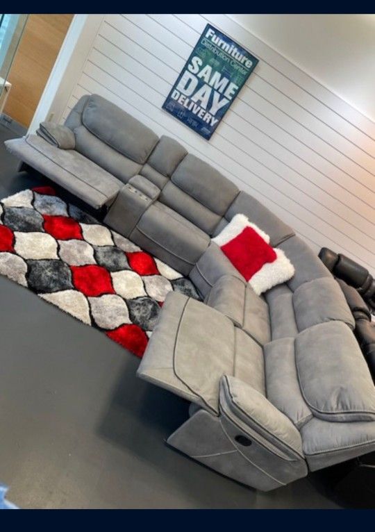 *Summer Closeout Sale!!!*---Stellar Alejandra Gray Microfiber Reclining Sectional Sofa---Delivery And Financing Available😎