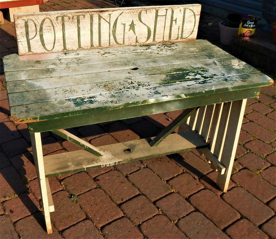 Primitive Rustic Potting Shed Table