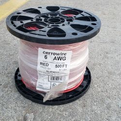 Electrical Wire 6 AWG THHN THHN2 Red 500ft New Spool