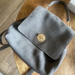 Grey Suede Backpack 