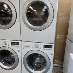 LG Front Loading Washer And Stackable Gas Dryer Set 