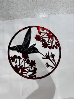 Circle Hummingbird Metal Sign 16x16 18 Gauge Steel Wall