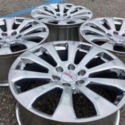 22” GMC DENALI SIERRA YUKON CHEVY SILVERADO SUBURBAN WHEELS RIMS SET NEW POLISHED 