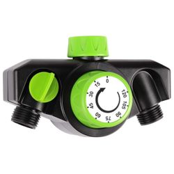 Mechanical Watering Timer, 2 Ways Use, Durable High Impact Construction Timed, Watering Up to 120 Minutes, No Batteries Required, Oversized Dial, Eas