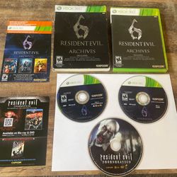 Resident Evil 6 Archives - Xbox 360 -  Sleeve, Both Inserts, Both Discs, & Movie