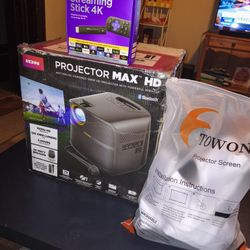 ION Audio Projector Max HD Projector with Crystal-Clear 1080p HD Video and 70-Watt Sound System Set.