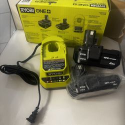 RYOBI 18V Lithium-Ion Starter Kit with 2.0 Ah Battery, 4.0 Ah Battery, and Charger