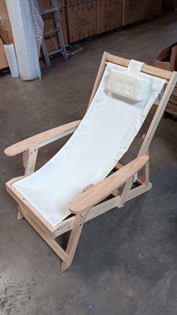 NATURAL BEIGE WOOD SLING CHAIR