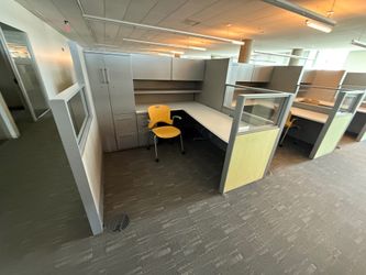 Haworth Compose Accented Various Sizes L Shape Stations 65" Tall 