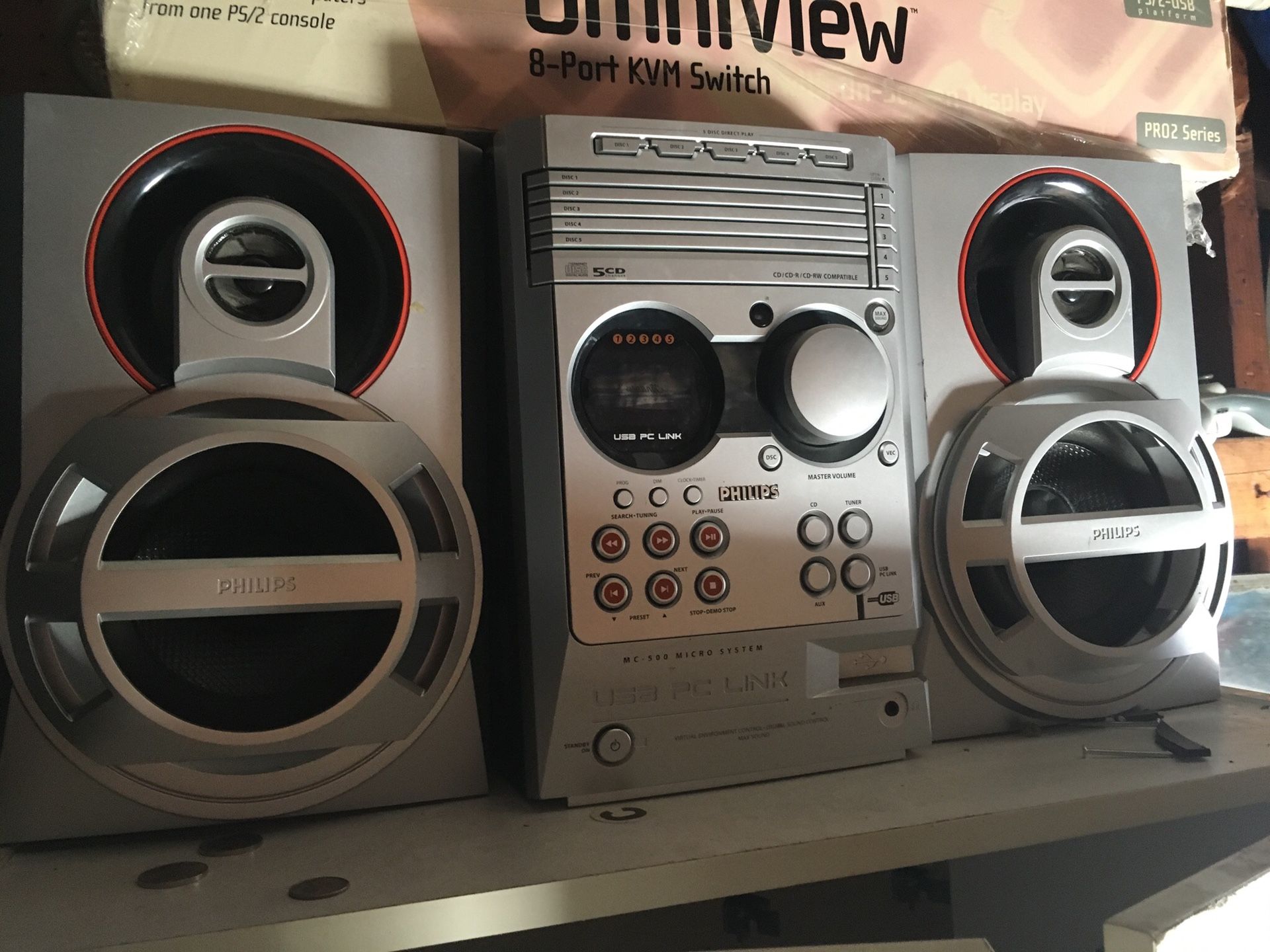 Philips Mc-500/37 Micro Mini Stereo System Usb Pc Link Mp3 5 Cd Do not have control Sell as is$60