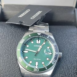 Citizen AW1760-80X Eco-Drive Green Stainless Steel Dress Men's