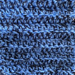 61”-long, 6”-wide Blue-yarn, Black-fringe Homemade Scarf